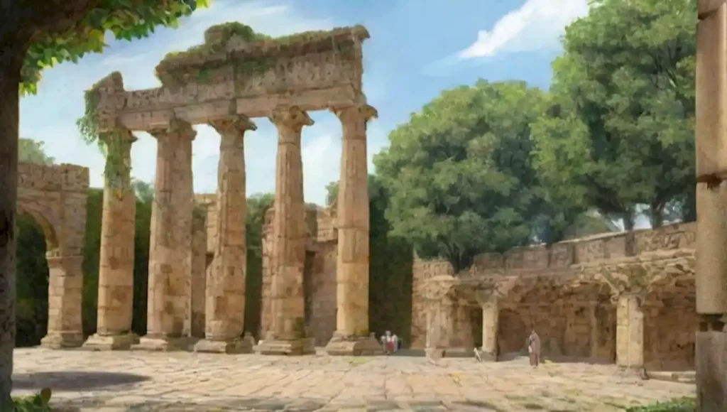 Ruinas romanas con columnas