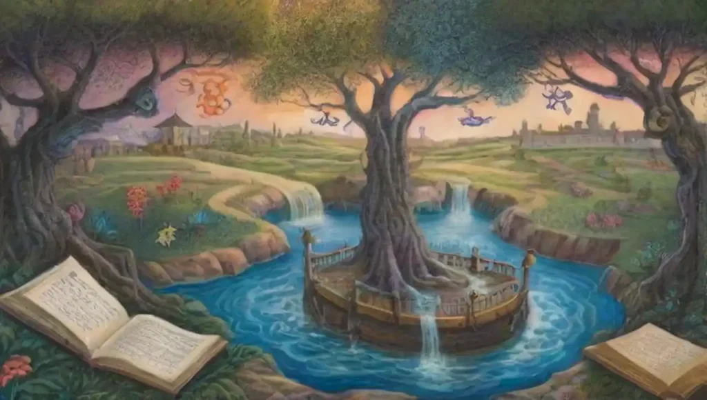 Un paisaje surrealista lleno de figuras etéreas
