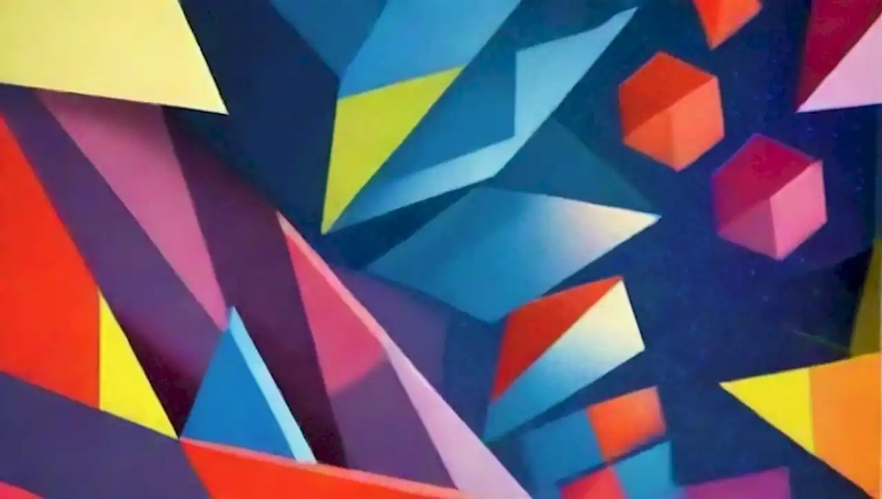 Polígonos irregulares y coloridos crean paisajes abstractos y surrealistas.